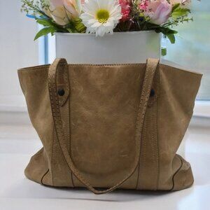Frye Melissa 100% Genuine Leather Shopper Tote Brown Tan  Retail $358
